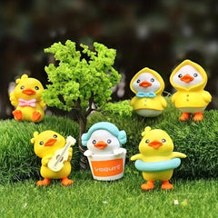 3pcs Yellow Ducks PVC Cartoon Toys Ornaments For Kids Christmas Birthday Gift
