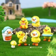 3pcs Yellow Ducks PVC Cartoon Toys Ornaments For Kids Christmas Birthday Gift