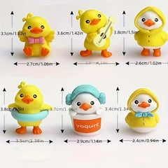 3pcs Yellow Ducks PVC Cartoon Toys Ornaments For Kids Christmas Birthday Gift