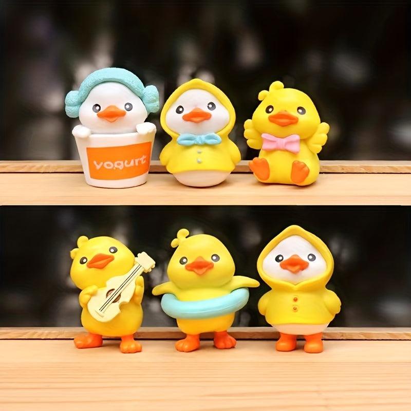 3pcs Yellow Ducks PVC Cartoon Toys Ornaments For Kids Christmas Birthday Gift