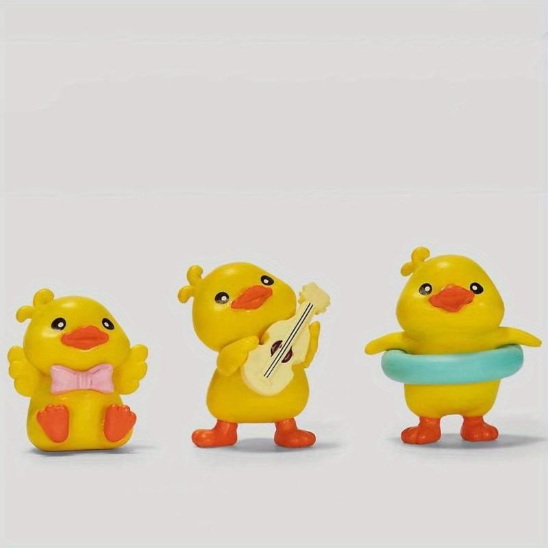3pcs Yellow Ducks PVC Cartoon Toys Ornaments For Kids Christmas Birthday Gift