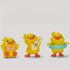 3pcs Yellow Ducks PVC Cartoon Toys Ornaments For Kids Christmas Birthday Gift