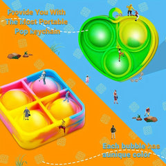Mini Fidget Toy Keychain 30-60 PCS Bulk Party Favors for Kids Push Pop Its