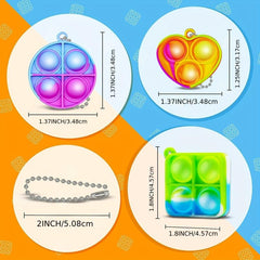 Mini Fidget Toy Keychain 30-60 PCS Bulk Party Favors for Kids Push Pop Its
