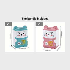 Mini ATM Piggy Bank for Kids with Password, Auto Grab Bill Slot