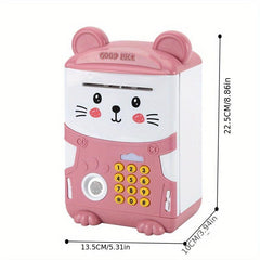 Mini ATM Piggy Bank for Kids with Password, Auto Grab Bill Slot
