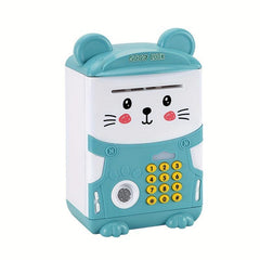 Mini ATM Piggy Bank for Kids with Password, Auto Grab Bill Slot