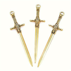 10pcs Mixed Alloy Weapon Long Sword Toy Gothic Style Pendant DIY Crafts