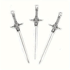 10pcs Mixed Alloy Weapon Long Sword Toy Gothic Style Pendant DIY Crafts