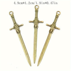 10pcs Mixed Alloy Weapon Long Sword Toy Gothic Style Pendant DIY Crafts