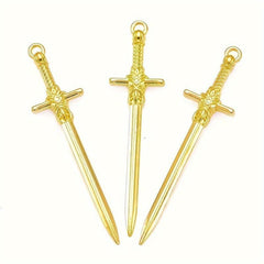 10pcs Mixed Alloy Weapon Long Sword Toy Gothic Style Pendant DIY Crafts