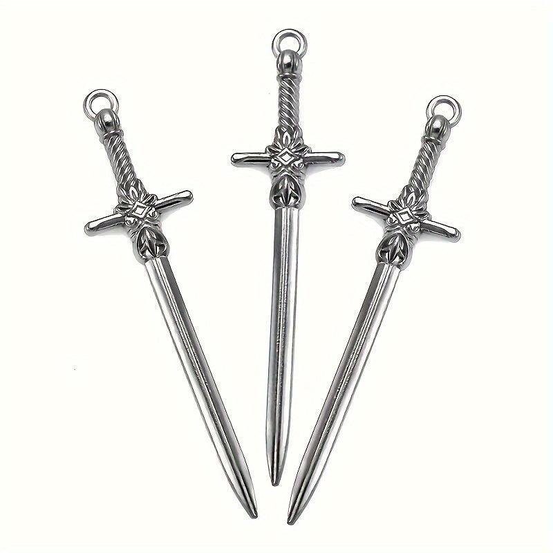10pcs Mixed Alloy Weapon Long Sword Toy Gothic Style Pendant DIY Crafts
