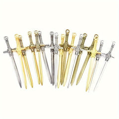 10pcs Mixed Alloy Weapon Long Sword Toy Gothic Style Pendant DIY Crafts