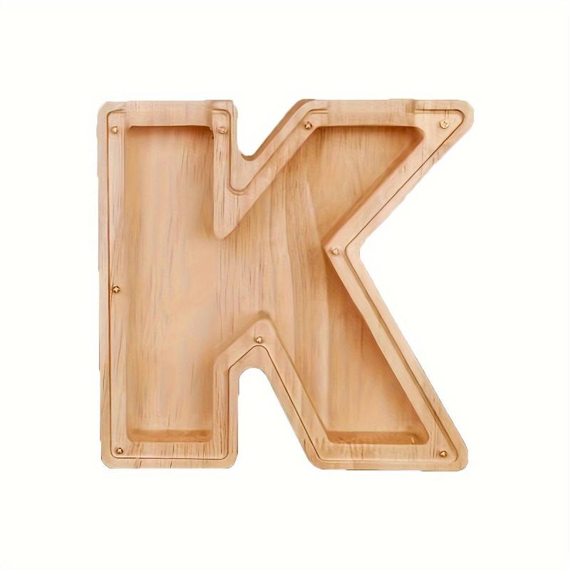 Wooden Letter K Piggy Bank for Coin Saving