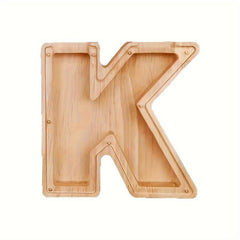 Wooden Letter K Piggy Bank for Coin Saving