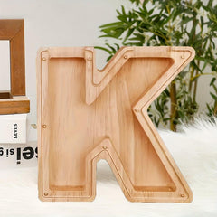 Wooden Letter K Piggy Bank for Coin Saving