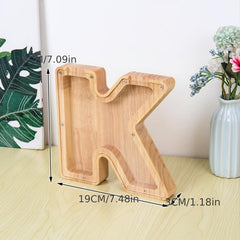 Wooden Letter K Piggy Bank for Coin Saving