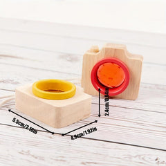5pcs Mini Wooden Cartoon Camera Kaleidoscope Toy