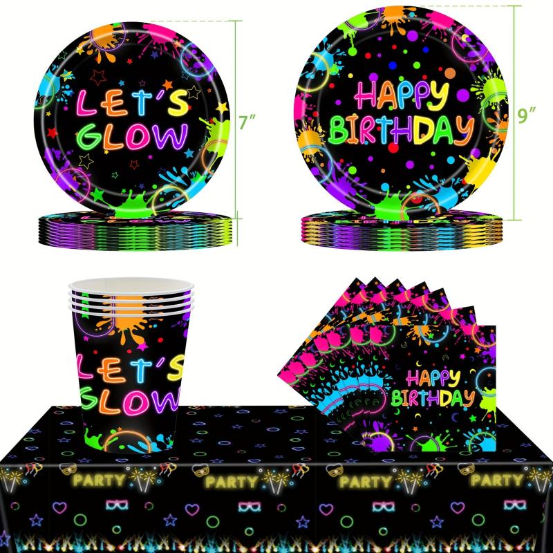 Neon Glow Party Supplies Paper Tray Set