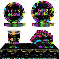 Neon Glow Party Supplies Paper Tray Set