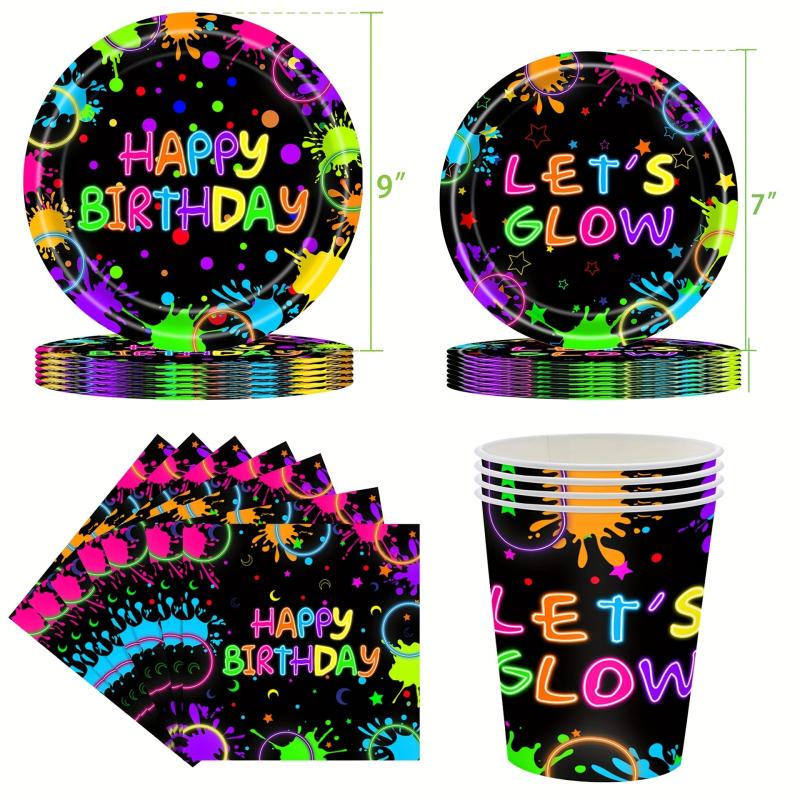 Neon Glow Party Supplies Paper Tray Set