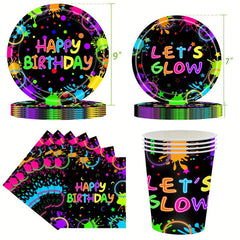 Neon Glow Party Supplies Paper Tray Set