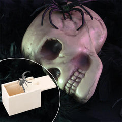 Spider Scare Prank Box Wooden Scarebox Toy for Halloween Party