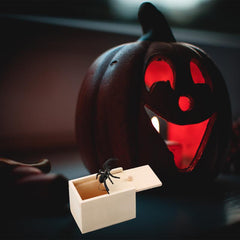 Spider Scare Prank Box Wooden Scarebox Toy for Halloween Party