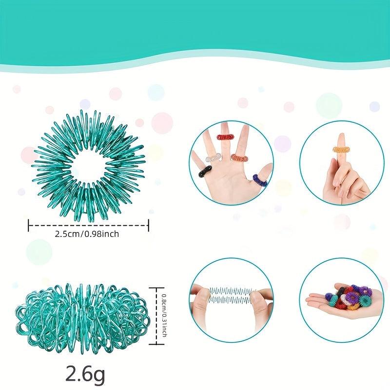 3pcs Mini Spring Pressure Relief Finger Massage Ring