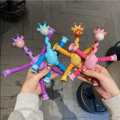 4pcs Giraffe Suction Toys Stretch Pop Tube Sensory Toys