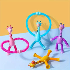 4pcs Giraffe Suction Toys Stretch Pop Tube Sensory Toys