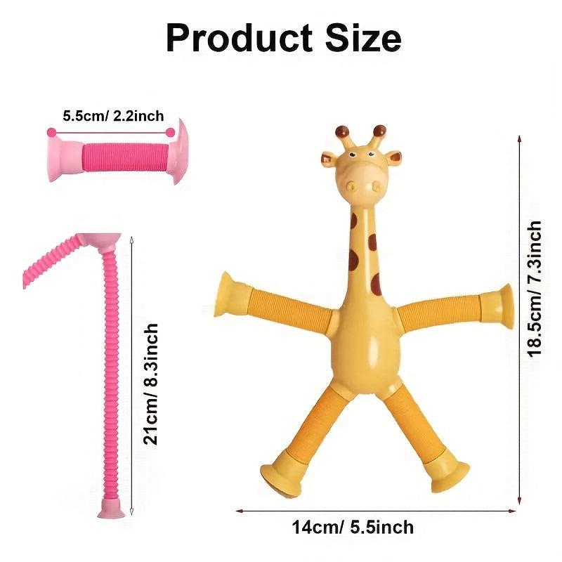 4pcs Giraffe Suction Toys Stretch Pop Tube Sensory Toys