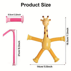 4pcs Giraffe Suction Toys Stretch Pop Tube Sensory Toys