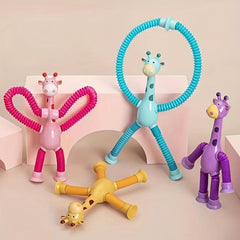 4pcs Giraffe Suction Toys Stretch Pop Tube Sensory Toys