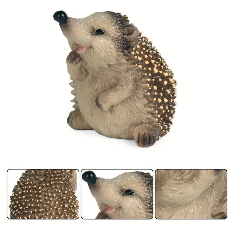 Hedgehog Garden Statues 4pcs Plastic Realistic Jungle Animals Cake Topper Decor