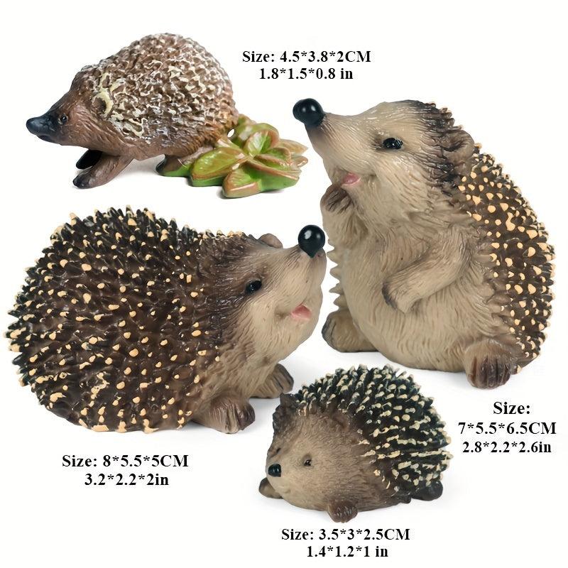 Hedgehog Garden Statues 4pcs Plastic Realistic Jungle Animals Cake Topper Decor