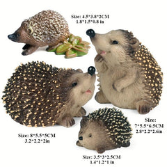 Hedgehog Garden Statues 4pcs Plastic Realistic Jungle Animals Cake Topper Decor