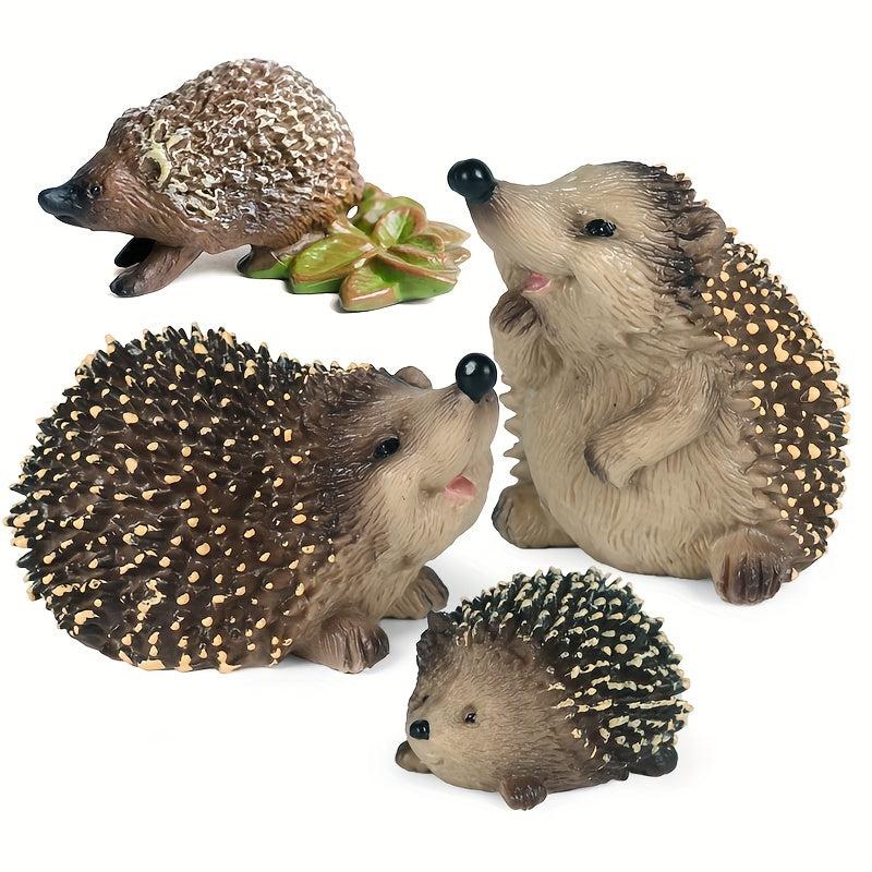 Hedgehog Garden Statues 4pcs Plastic Realistic Jungle Animals Cake Topper Decor