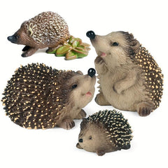 Hedgehog Garden Statues 4pcs Plastic Realistic Jungle Animals Cake Topper Decor