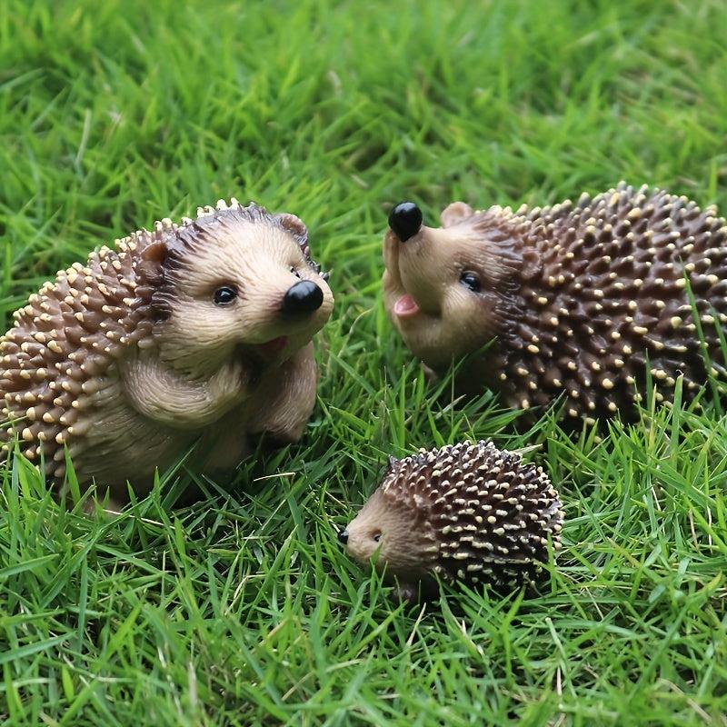 Hedgehog Garden Statues 4pcs Plastic Realistic Jungle Animals Cake Topper Decor