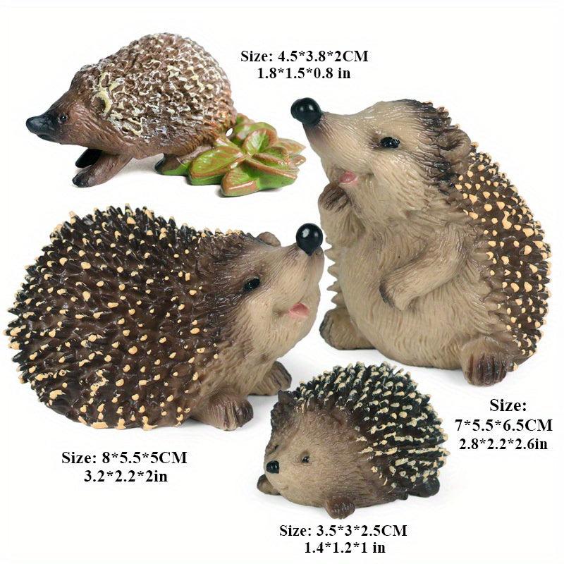 Hedgehog Garden Statues 4pcs Plastic Realistic Jungle Animals Cake Topper Decor