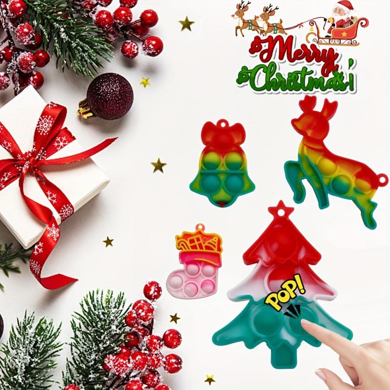 Christmas Party Favors 16 Pcs Fidget Toy Pack Keychain Bubble Pop Toys