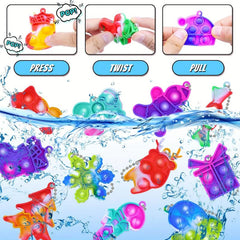 Christmas Party Favors 16 Pcs Fidget Toy Pack Keychain Bubble Pop Toys