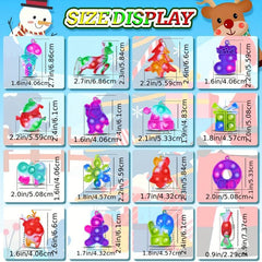 Christmas Party Favors 16 Pcs Fidget Toy Pack Keychain Bubble Pop Toys