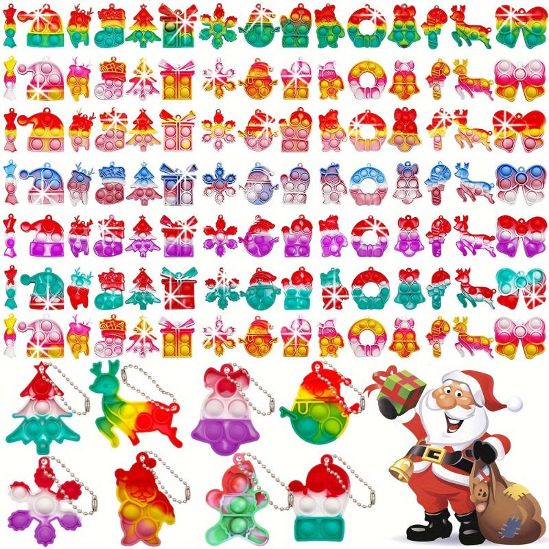 Christmas Party Favors 16 Pcs Fidget Toy Pack Keychain Bubble Pop Toys