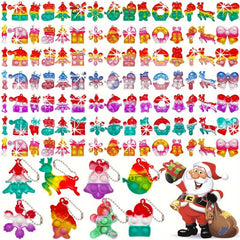 Christmas Party Favors 16 Pcs Fidget Toy Pack Keychain Bubble Pop Toys