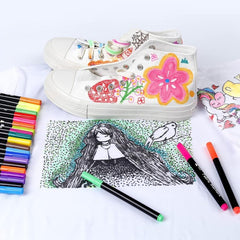 24pcs Fabric Pens Permanent Fine Tip Fabric Paint Pens Non Toxic Markers