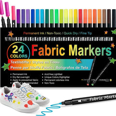 24pcs Fabric Pens Permanent Fine Tip Fabric Paint Pens Non Toxic Markers