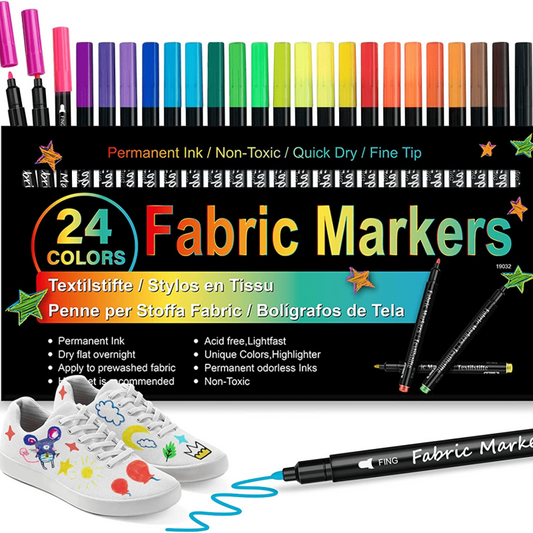 24pcs Fabric Pens Permanent Fine Tip Fabric Paint Pens Non Toxic Markers