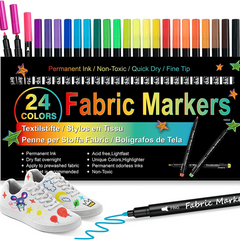 24pcs Fabric Pens Permanent Fine Tip Fabric Paint Pens Non Toxic Markers